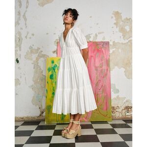 Diane Von Furstenberg Carice Cotton Dress Cottagecore Ivory Size XS NWT